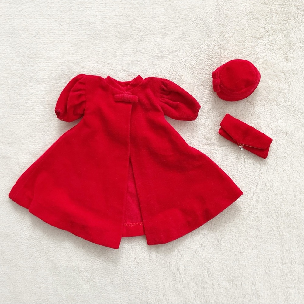 Vintage Barbie Red Flair Outfit #939 1960s Coat Hat Purse No Lining